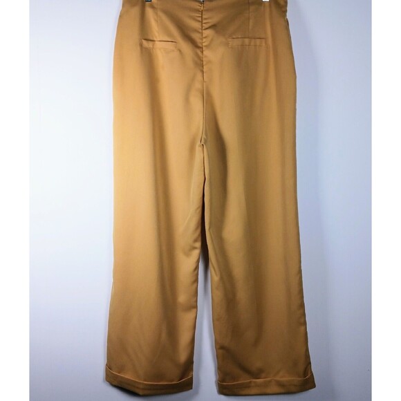 Royal Monk High Waist Cuffed Pants Mustard Yellow Size 2X Wide Leg - Picture 2 of 7